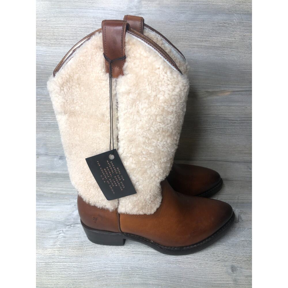 Frye Women's Billy Pull-On Shearling Western Boots - Round Toe Size 7 B $498